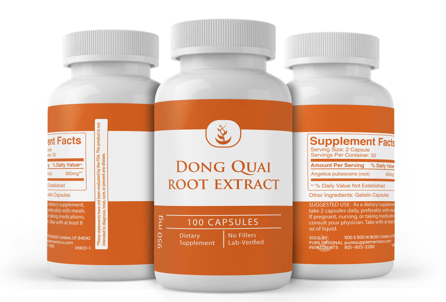 Pure Original Dong Quai Root Extract - 100 Capsules | Always Pure, No Fillers