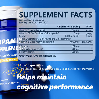 Dopamine Brain Food Supplement - Enhanced Focus, Mental Clarity & Brain Energy (60 Capsules)