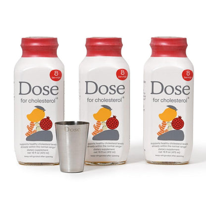 DOSE for Cholesterol Supplements – Gluten-Free Vegan, Zero Sugar, 16oz Bottle, 3-Pack