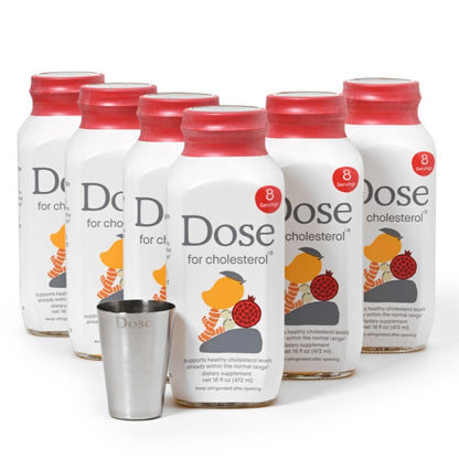 DOSE for Cholesterol – Vegan, Gluten-Free Supplement for Healthy Cholesterol & Cardiovascular Support (16oz Bottle, 6 Pack)