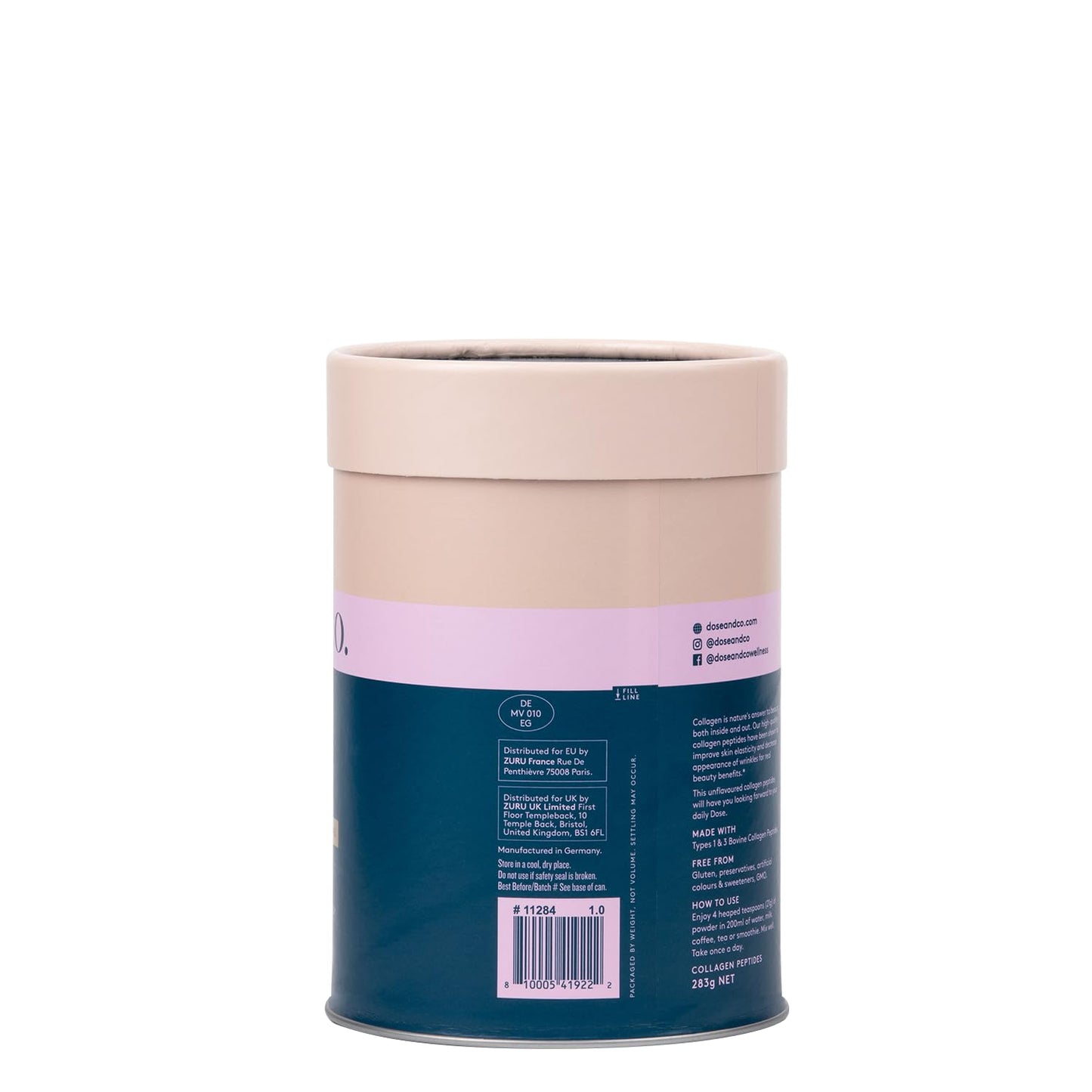 DOSE & CO Pure Collagen Peptides – Unflavored Powder, 10oz | Hair, Skin & Nails