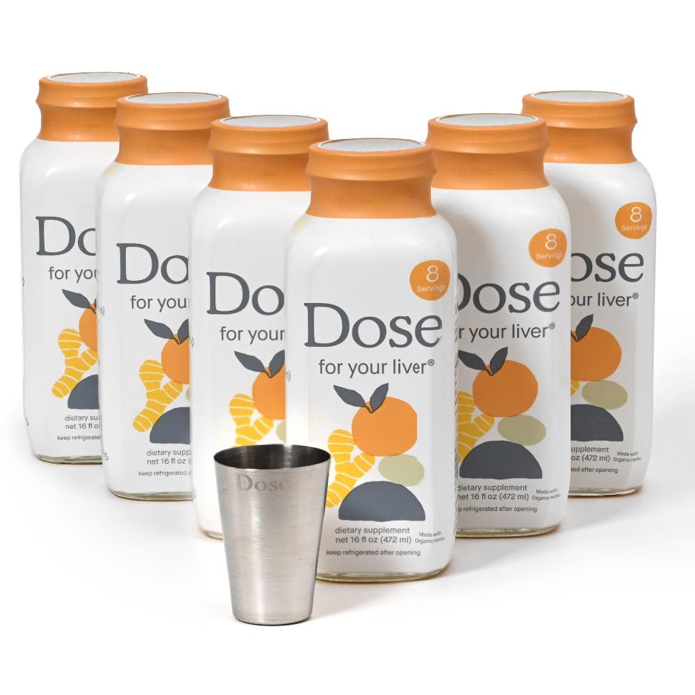 DOSE Liver Cleanse Detox & Repair – Organic Milk Thistle, Turmeric & Ginger (16oz, 6 Pack)