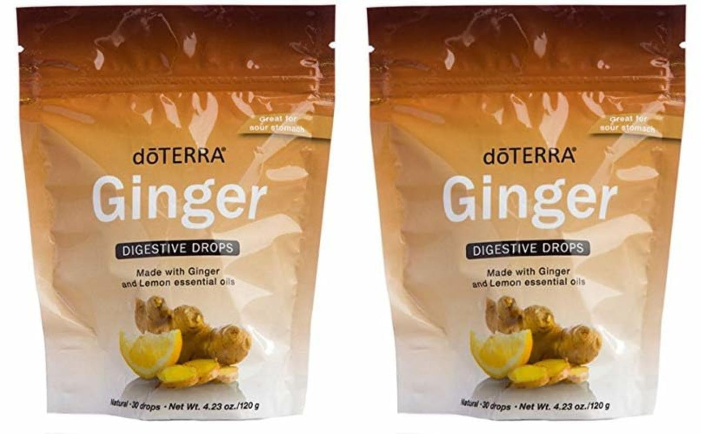 doTERRA Ginger Throat Digestive Drops 30-Count Bag (2 Pack) – On-The-Go Digestive Support