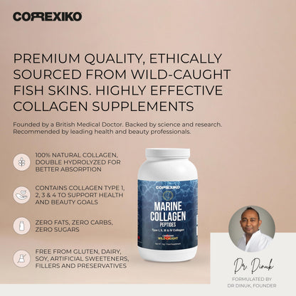 Hydrolyzed Marine Collagen Peptides Powder 1kg – Wild-Caught Canadian Fish Skin | Premium Collagen Supplement