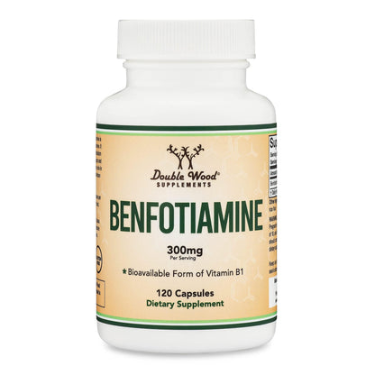 Double Wood Benfotiamine 300mg Servings – 2-Pack, 120 Capsules per Bottle, Third-Party Tested, Non-GMO