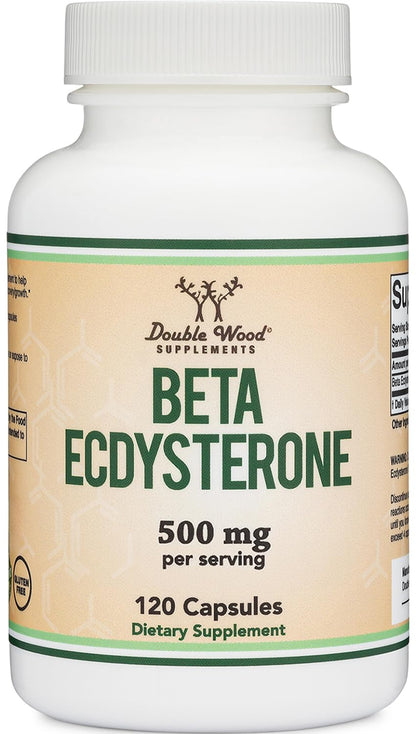 Double Wood Beta Ecdysterone Supplement - 500mg per Serving, 60 Servings, Non-GMO & Gluten Free