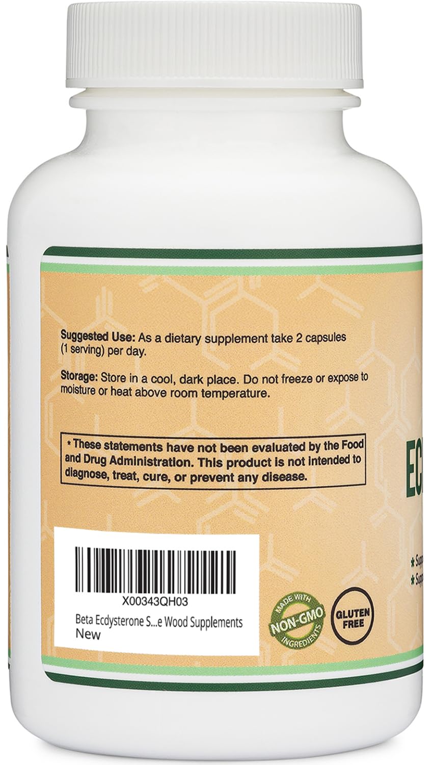 Double Wood Beta Ecdysterone Supplement - 500mg per Serving, 60 Servings, Non-GMO & Gluten Free