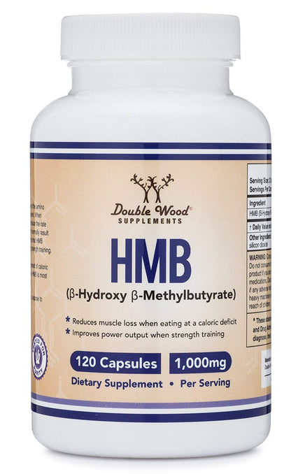 Double Wood Supplements HMB Supplement – 120 Capsules, Pack of 2, 1000 mg per Serving, Gluten Free, Non-GMO, Third-Party Tested