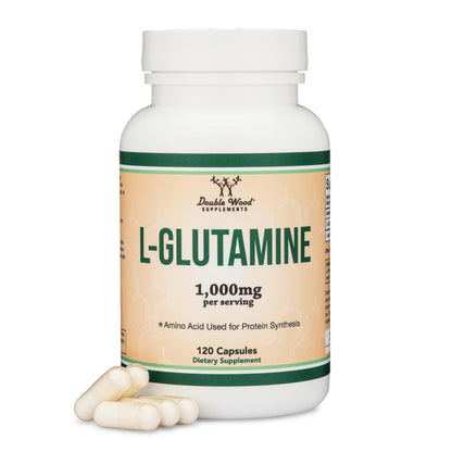 L Glutamine Capsules 1000mg - 120 Servings | Non-GMO, Gluten Free, Keto, Vegan | Double Wood