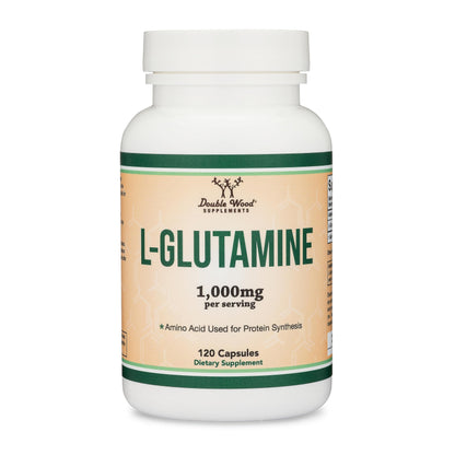 L Glutamine Capsules 1000mg - 120 Servings | Non-GMO, Gluten Free, Keto, Vegan | Double Wood