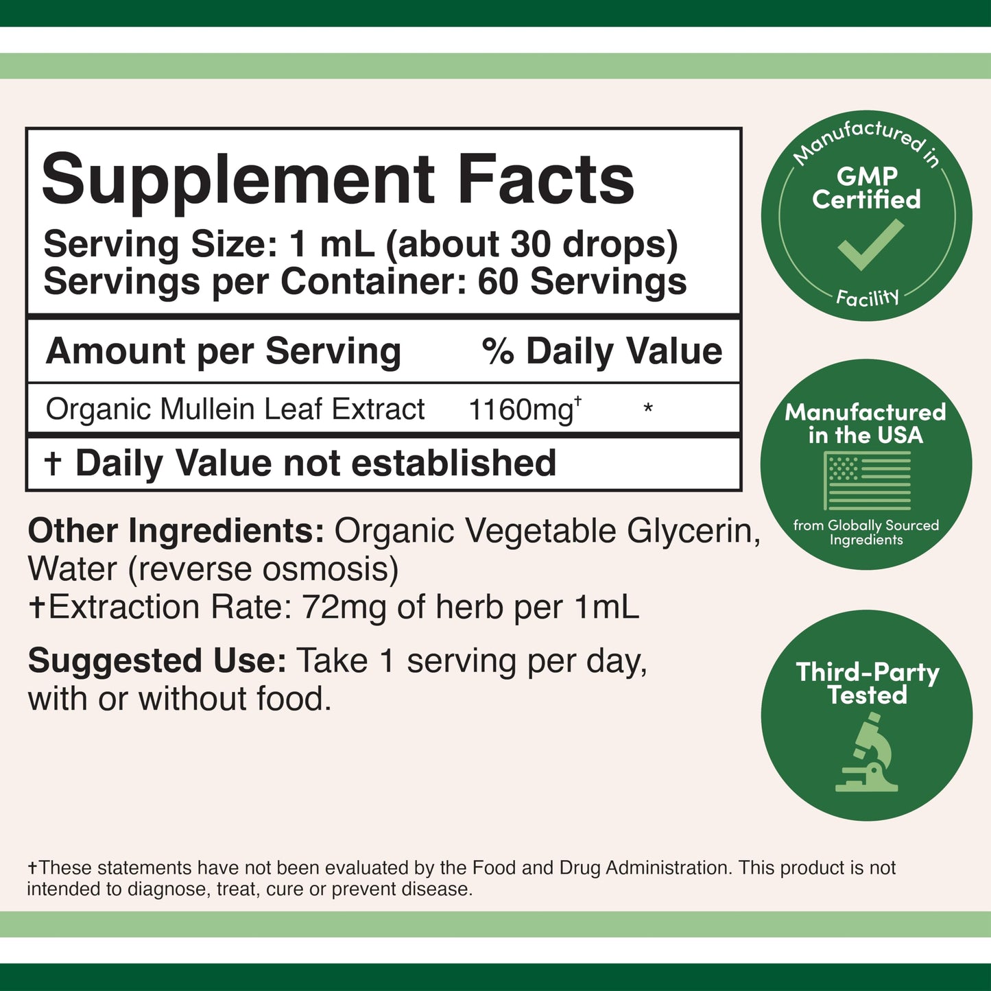 Double Wood Mullein Leaf Drops for Lungs – 2 oz, 60 Servings, Supports Respiratory Health