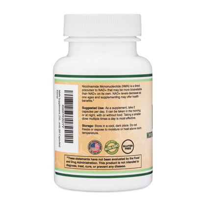 Double Wood NMN 250mg – 60 Capsules, 30 Servings, Gluten Free