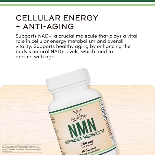 Double Wood NMN 250mg – 60 Capsules, 30 Servings, Gluten Free