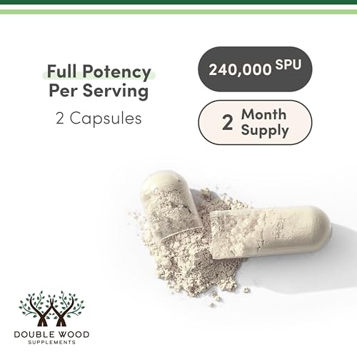 Serrapeptase 240,000 SPU Max Potency – Pack of 2 by Double Wood Supplements (120 Veggie Capsules per Bottle)
