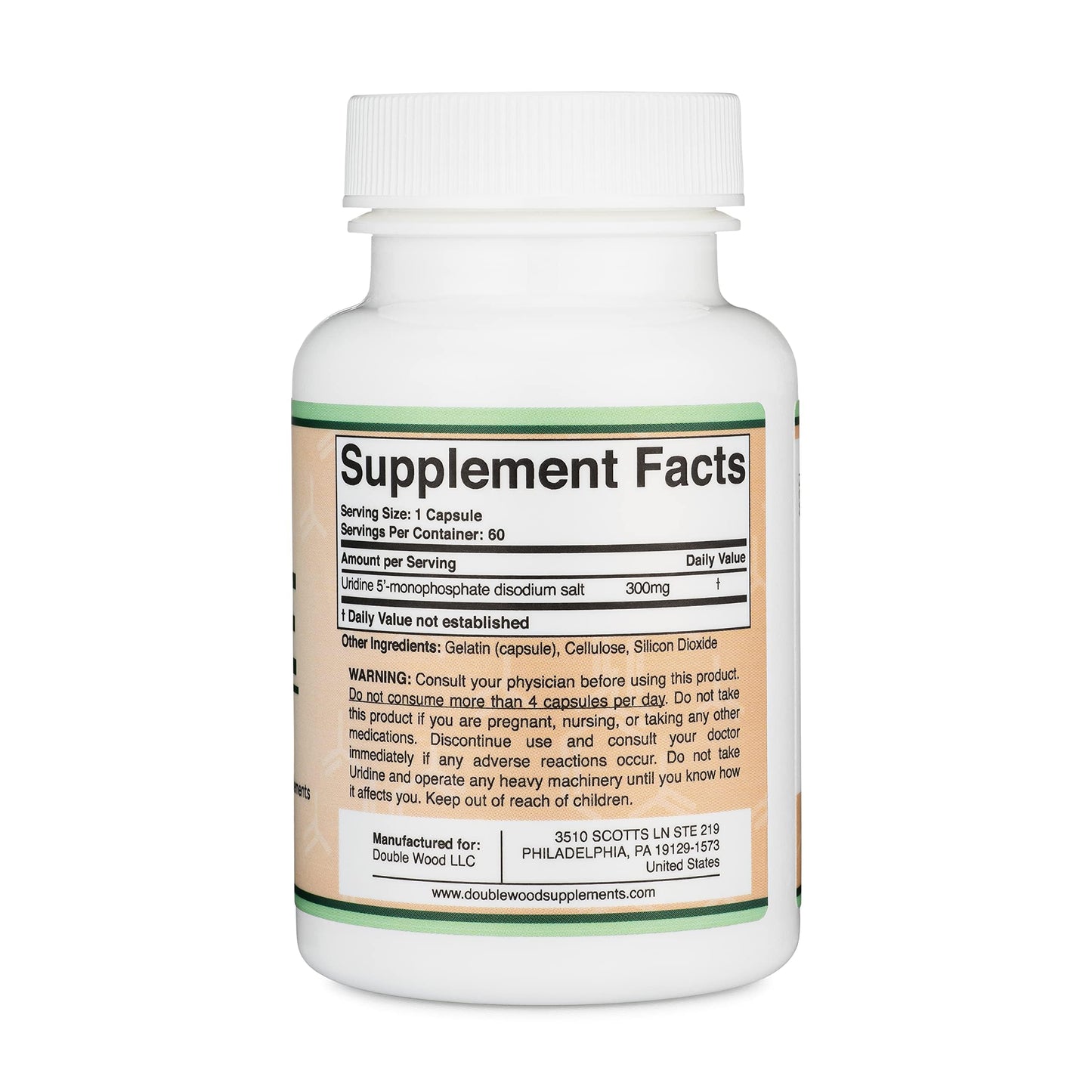 Uridine Monophosphate 300mg – Third-Party Tested (Choline Enhancer) | Double Wood (Pack of 2)