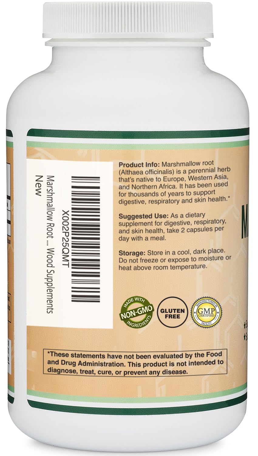 Marshmallow Root Capsules - 210 Count, 1000mg per Serving | Vegan, Gluten Free | Double Wood
