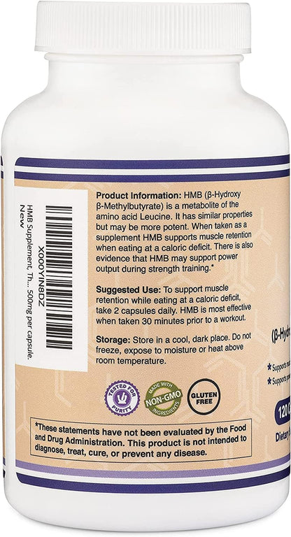 Double Wood Supplements HMB Supplement – 120 Capsules, Pack of 2, 1000 mg per Serving, Gluten Free, Non-GMO, Third-Party Tested