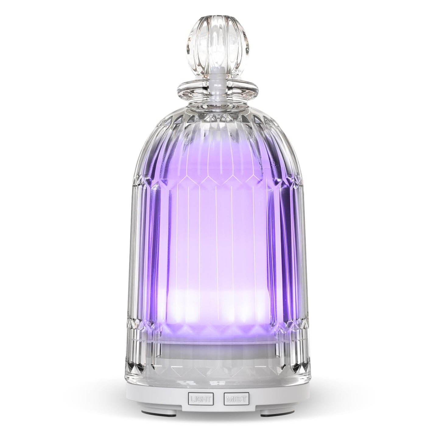 DOUDING 120ml Glass Essential Oil Diffuser | Auto Shut-Off, 7-Color LED, White Base