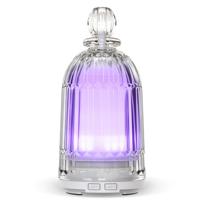 DOUDING 120ml Glass Essential Oil Diffuser | Auto Shut-Off, 7-Color LED, White Base