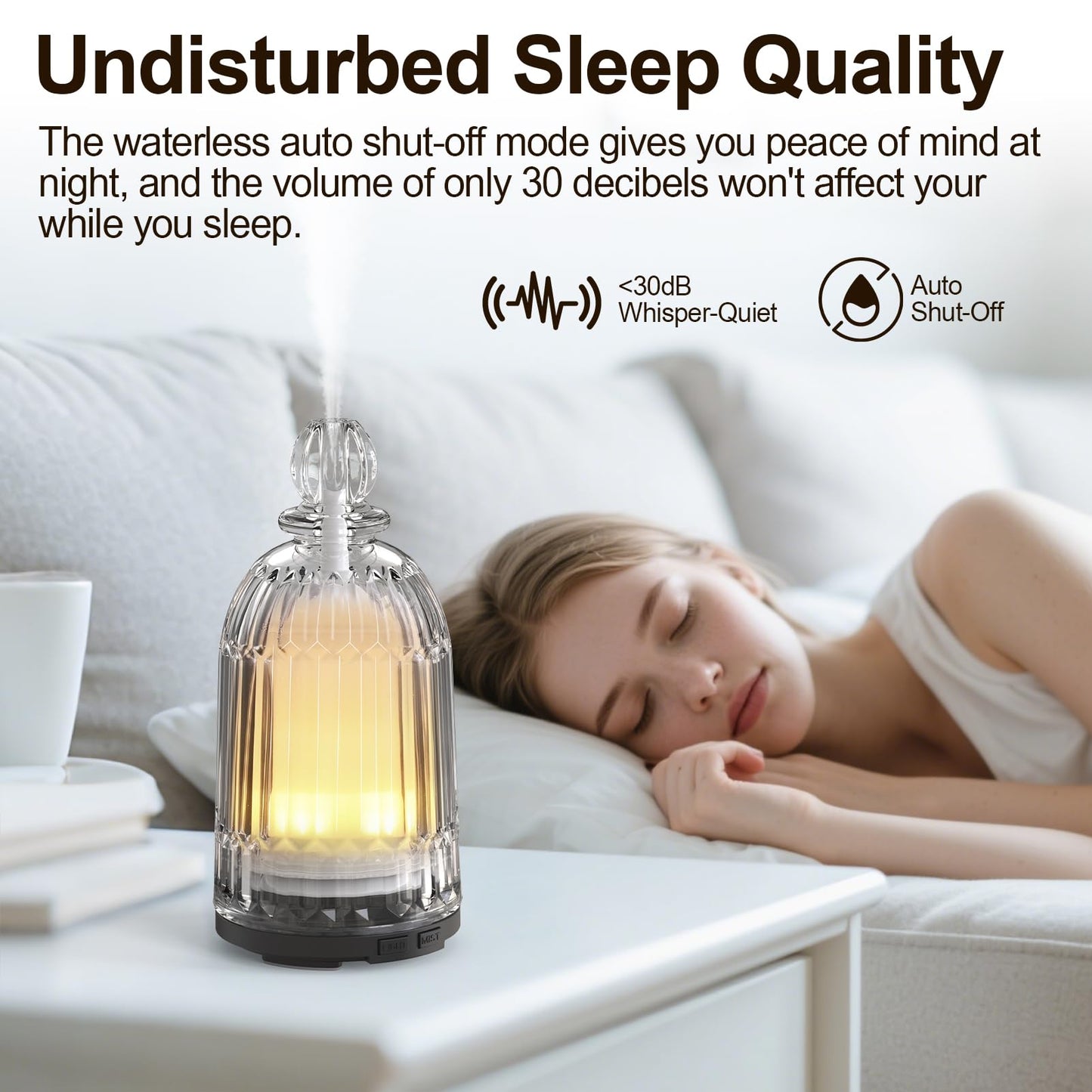 DOUDING Glass Essential Oil Diffuser – 120ml, 7-Color LED, Auto Shut-Off