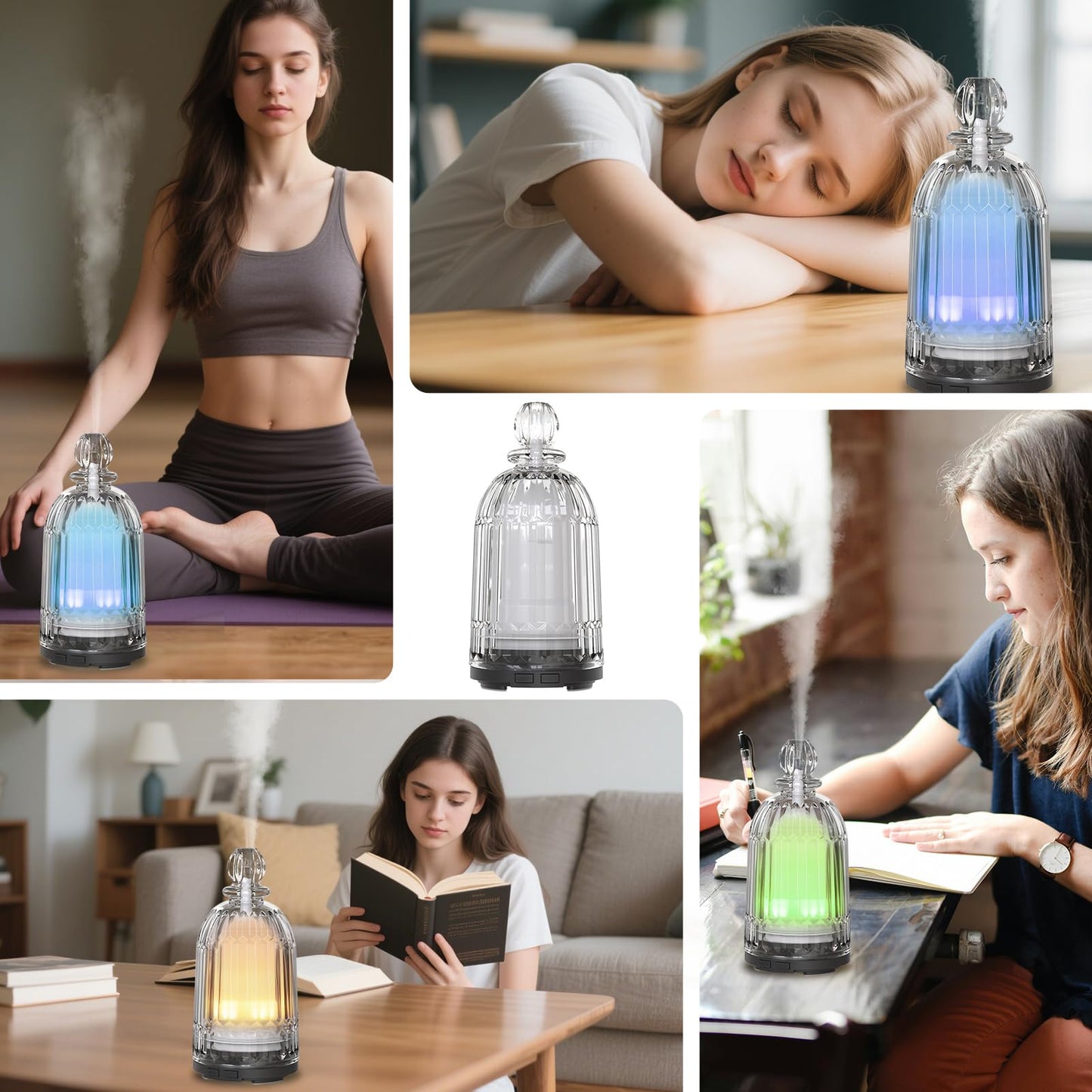 DOUDING Glass Essential Oil Diffuser – 120ml, 7-Color LED, Auto Shut-Off
