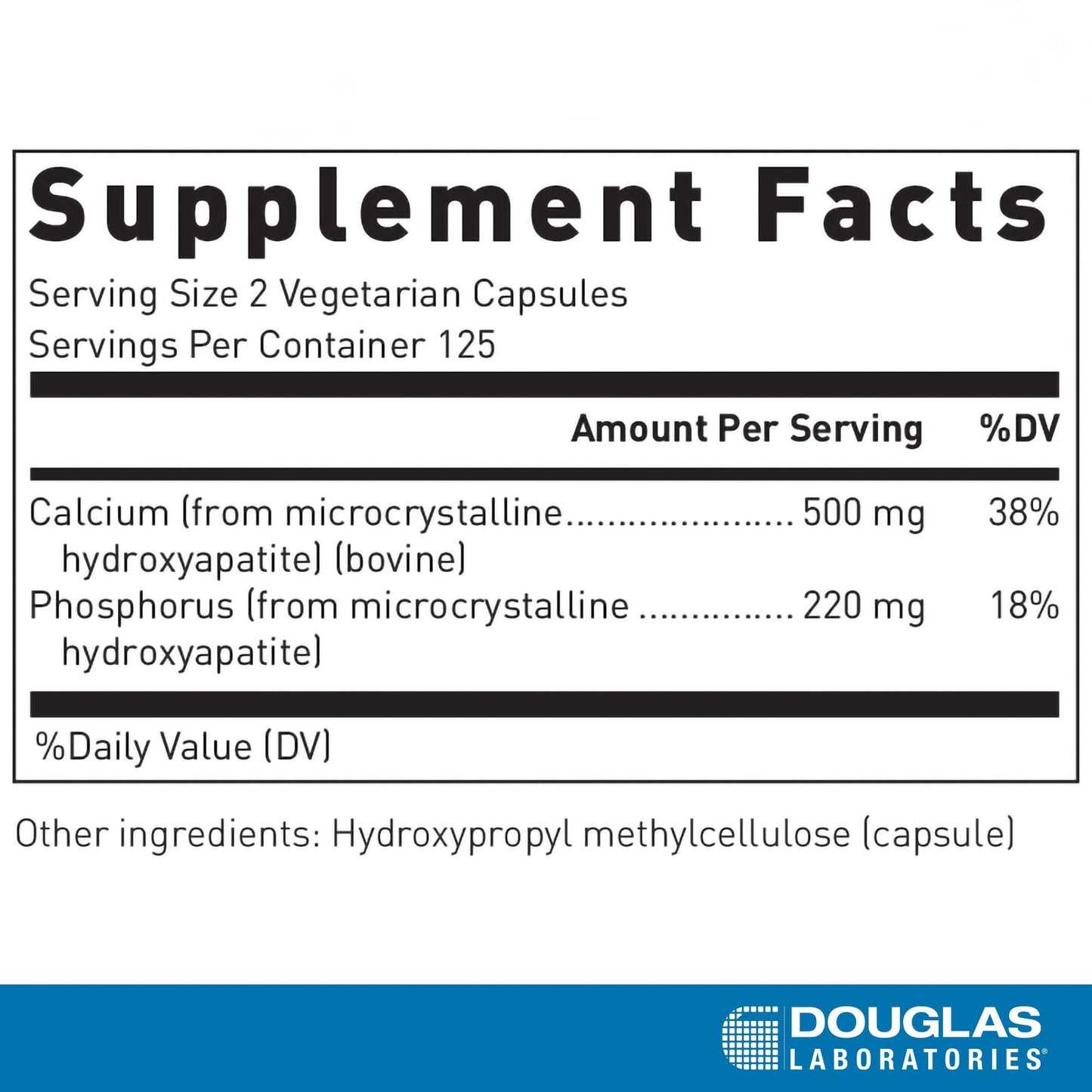 Douglas Laboratories Calcium Microcrystalline Hydroxyapatite - Bone & Teeth Support - 250 Vegetarian Capsules