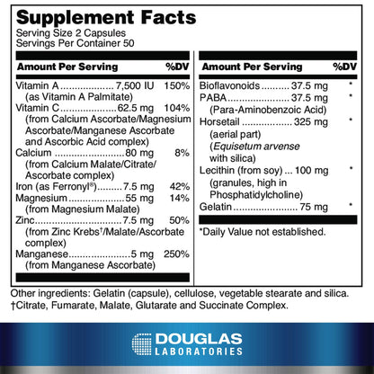 Douglas Laboratories Hair, Skin & Nail Plus | Vitamins, Minerals for Healthy Hair, Skin & Nails | 100 Capsules
