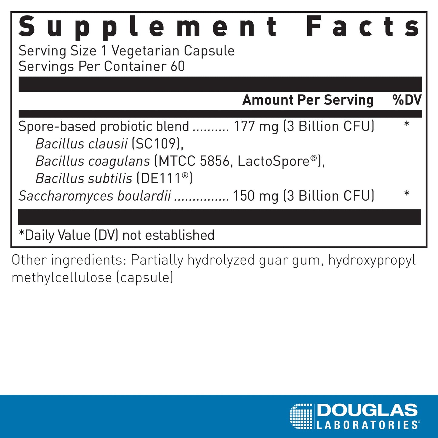 Douglas Laboratories Multi-Probiotic Spore + SBC – GI & Immune Support | 60 Vegetarian Capsules*