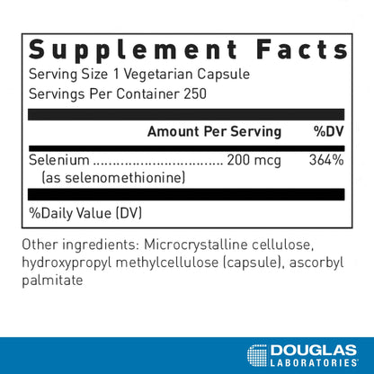 Douglas Laboratories Seleno-Methionine 200 mcg Selenium | Bioavailable, 250 Capsules