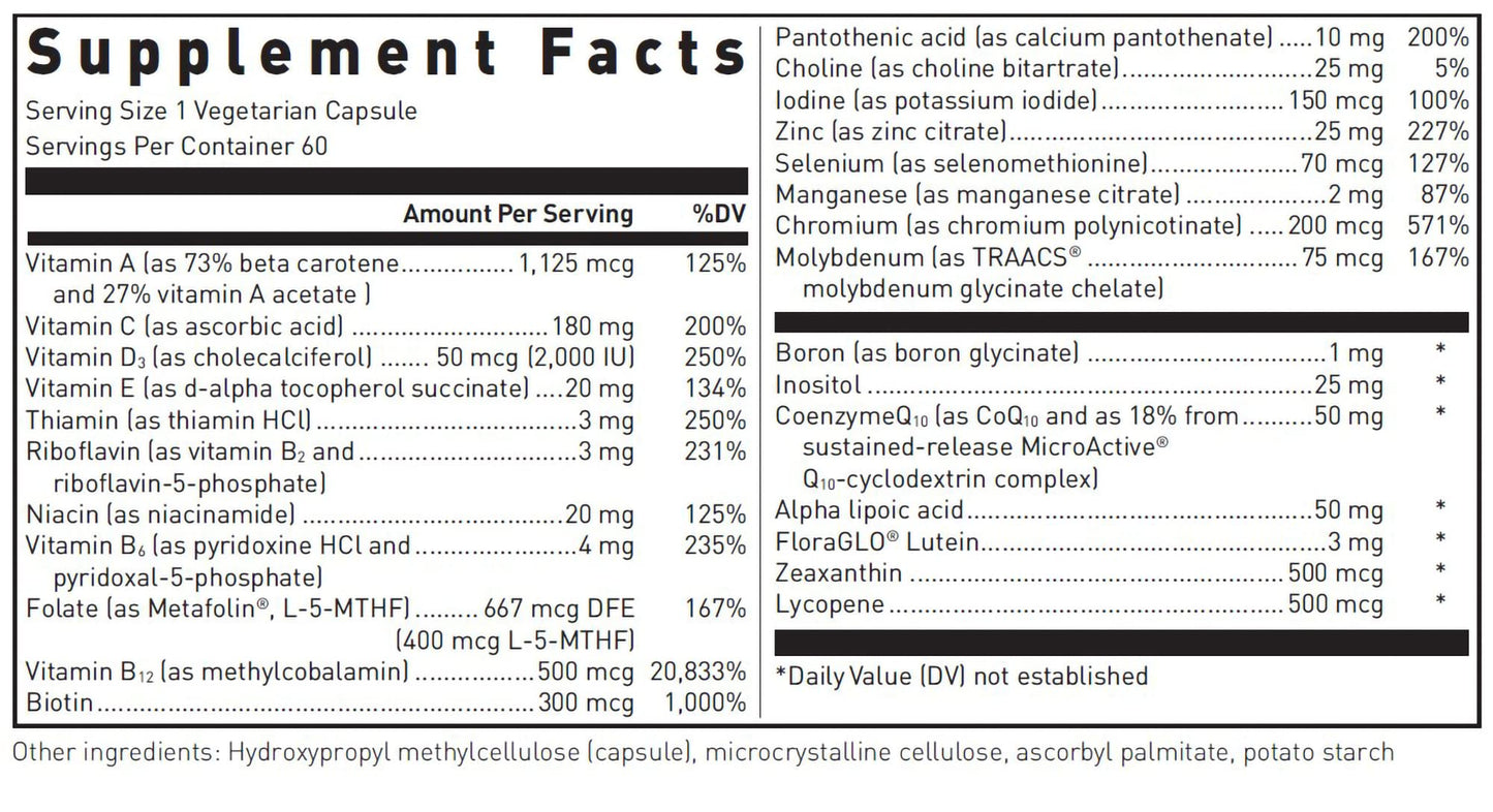 Douglas Laboratories Ultra Preventive 1 Daily – Multivitamin and Mineral (60 Capsules)