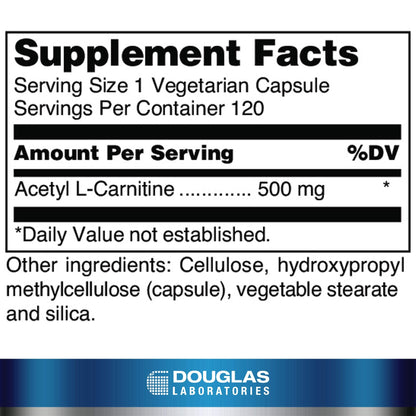 Acetyl L-Carnitine 500 mg – Douglas Laboratories, Brain & Nerve Support, 120 Capsules
