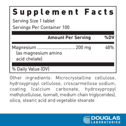 Douglas Laboratories Amino-Mag 200 Magnesium Supplement – 100 Tablets