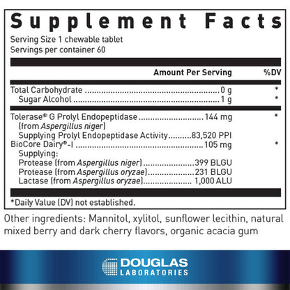 Douglas Laboratories Gluten-Dairy Ultra Enzyme | Gluten & Dairy Digestion Support | 60 Chewable Tablets