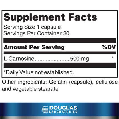 Douglas Laboratories L-Carnosine 500 mg | Amino Acid Support for Brain, Skeletal & Heart | 30 Capsules