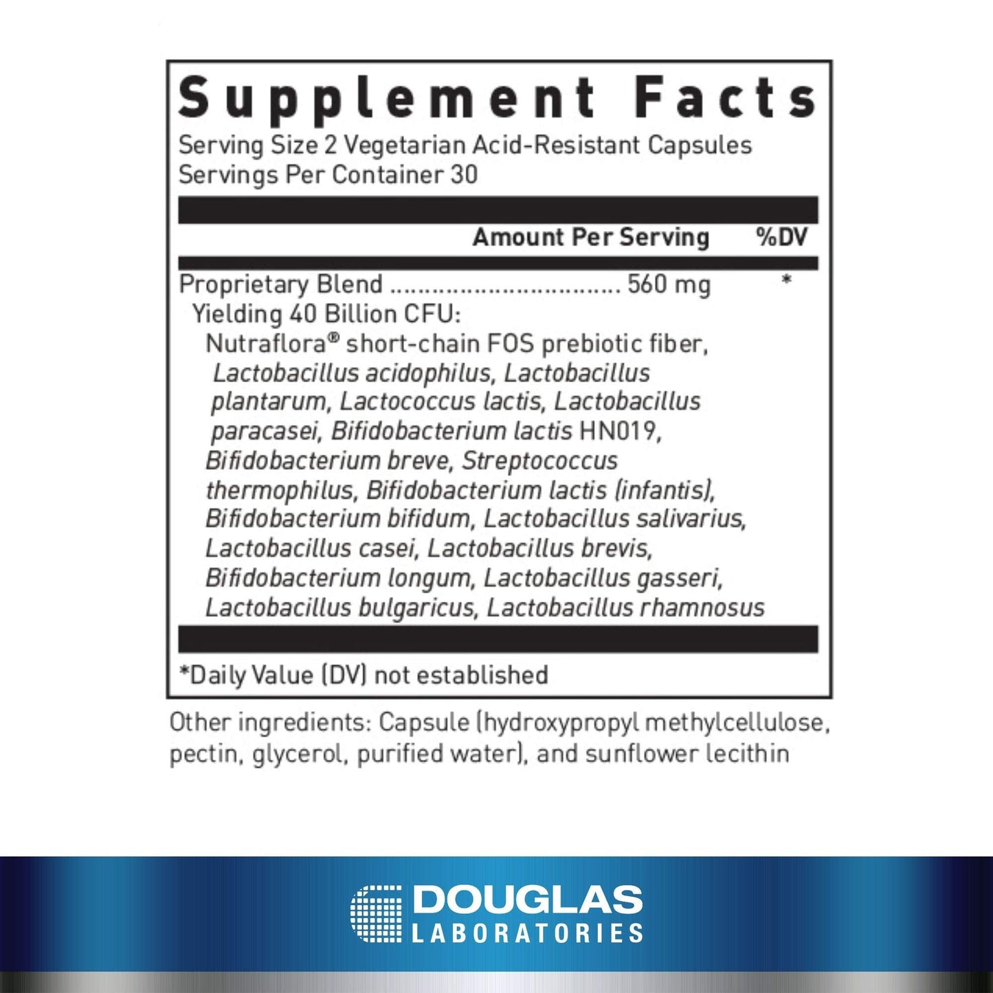 Douglas Laboratories Multi-Probiotic 40 Billion – Synbiotic Probiotics & Prebiotics for Gut Health | 60 Vegetarian Acid-Resistant Capsules