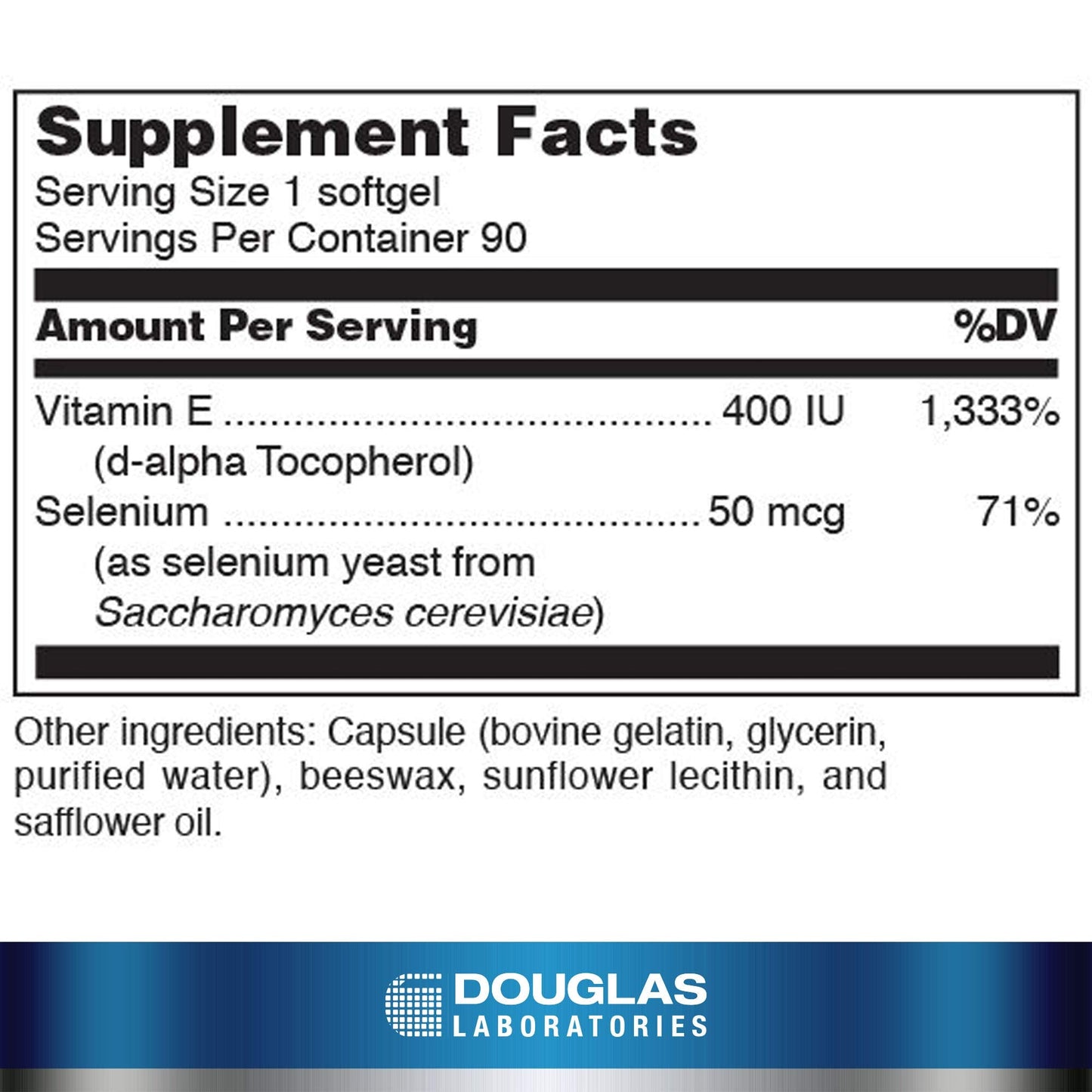 Douglas Laboratories Selenium + Vitamin E | 400 IU Vitamin E & 50 mcg Selenium | 90 Softgels