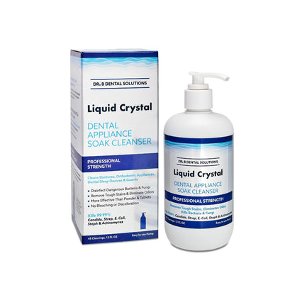 Dr. B Dental Solutions Liquid Crystal Soak Cleanser – For Dentures, Aligners, Night Guards