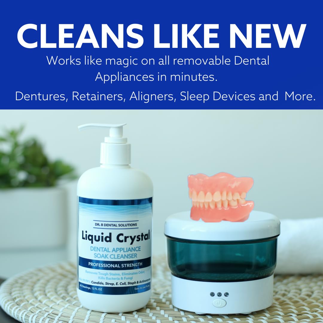 Dr. B Dental Solutions Liquid Crystal Soak Cleanser – For Dentures, Aligners, Night Guards