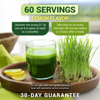 Dr. Berg USDA Organic Green Powder Superfood – Lemon Flavor, 60 Servings