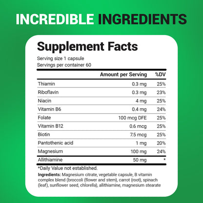 Dr. Berg Allithiamine B1 B6 B12 Complex – Natural Vitamin B1 Supplement (60 Capsules)