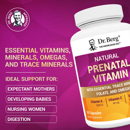 Dr. Berg Natural Prenatal Vitamins for Women – Folate, Omegas & 11 Superfoods | 60 Capsules