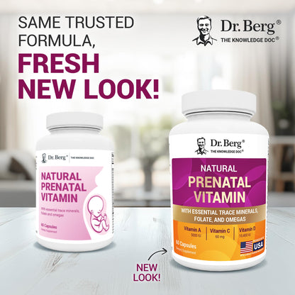 Dr. Berg Natural Prenatal Vitamins for Women – Folate, Omegas & 11 Superfoods | 60 Capsules