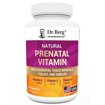 Dr. Berg Natural Prenatal Vitamins for Women – Folate, Omegas & 11 Superfoods | 60 Capsules