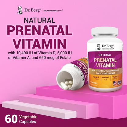 Dr. Berg Natural Prenatal Vitamins for Women – Folate, Omegas & 11 Superfoods | 60 Capsules