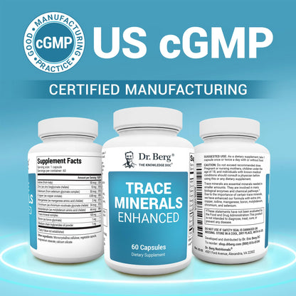 Dr. Berg Trace Minerals Enhanced Complex – 70+ Minerals with 10 mg Zinc | 60 Capsules