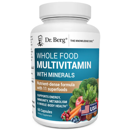 Dr. Berg Whole Food Multivitamin with Minerals – Daily Multivitamin for Men & Women | 60 Capsules