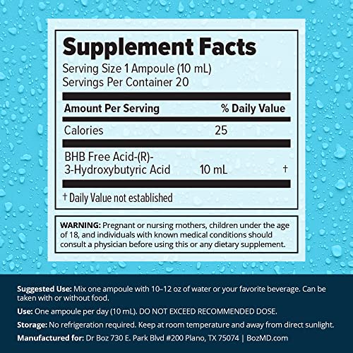 Dr. Boz Pucker UP! Clear Ketones – 20 Packets | Fast-Acting Liquid BHB for Energy & Clarity, Made in USA