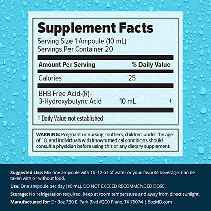 Dr. Boz Pucker UP! Clear Ketones – 20 Packets | Fast-Acting Liquid BHB for Energy & Clarity, Made in USA