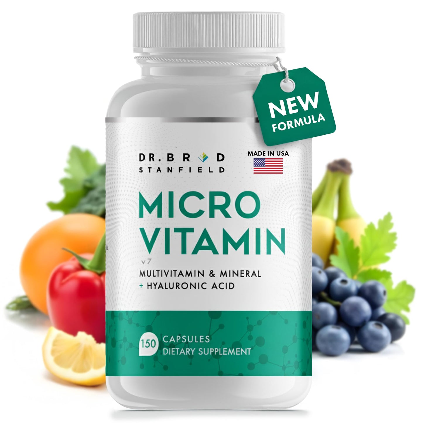 Dr Brad Stanfield Daily Low Dose MultiVitamin & Mineral for Brain Health, Skin Hydration & Exercise Support – 150 Count
