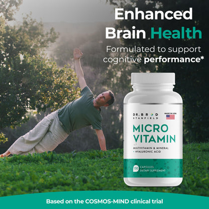 Dr Brad Stanfield Daily Low Dose MultiVitamin & Mineral for Brain Health, Skin Hydration & Exercise Support – 150 Count